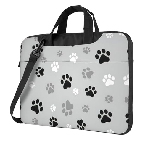 Klassische Laptoptasche mit Tierpfotenabdrücken, Aktentasche, Pad, Notebookfach, elegante Business-Tasche, separates Büro, Schwarz , 15.6 inch Klassische Laptoptasche mit Tierpfotenabdrücken, Aktentasche, Pad, Notebookfach, elegante Business-Tasche, separates Büro, Schwarz , 15.6 inch von Kfjghhl