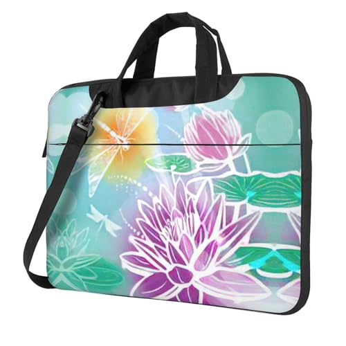 Klassische Lotus und Libelle Laptoptasche Aktentasche Pad Notebookfach Elegante Businesstasche Separates Büro, Schwarz , 13 inch Klassische Lotus und Libelle Laptoptasche Aktentasche Pad Notebookfach Elegante Businesstasche Separates Büro, Schwarz , 13 inch von Kfjghhl