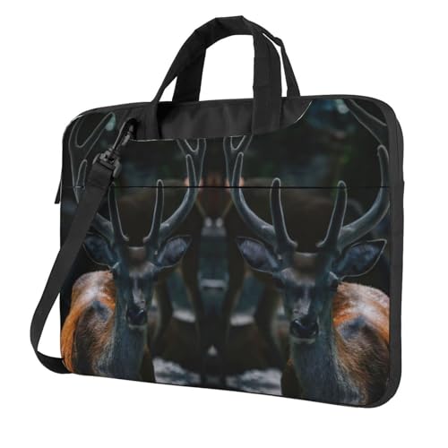 Klassische Outdoor Wildtiere Hirschgeweih Laptoptasche Aktentasche Pad Notebook Fach Elegante Business Tasche Separate Büro, Schwarz , 15.6 inch Klassische Outdoor Wildtiere Hirschgeweih Laptoptasche Aktentasche Pad Notebook Fach Elegante Business Tasche Separate Büro, Schwarz , 15.6 inch von Kfjghhl