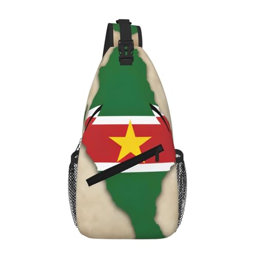 Map04 Umhängetasche mit Suriname-Flagge, Umhängetasche, Brusttasche, Schultergurt, Bauchtasche, für Herren und Damen von Kfjghhl