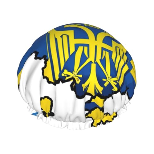 Ukraine Flagge Karte 01 Duschhauben Frauen wiederverwendbar große Duschhaube Männer schnell trocknende Pflege Haare lang kurz Kinderbad von Kfjghhl