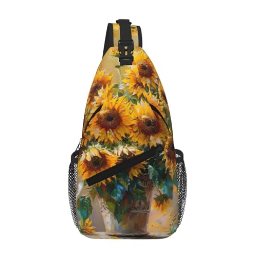 Umhängetasche mit Ölgemälde, Sonnenblume, Umhängetasche, Brusttasche, Schultergurt, Bauchtasche, für Herren und Damen von Kfjghhl