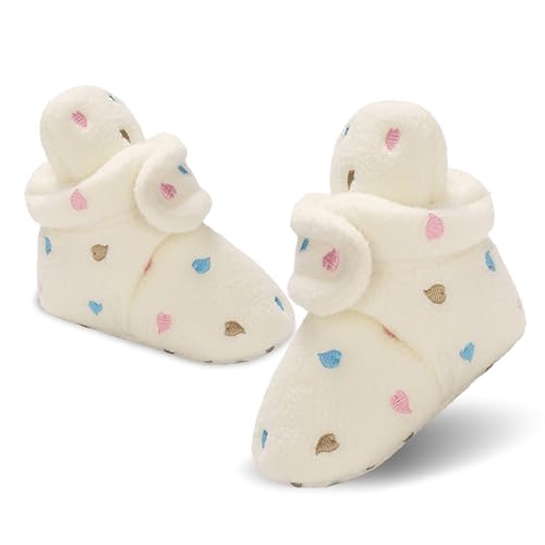 Neugeborene Baby Winterschuhe, Warme Baumwoll-Futter und Rutschfeste Baby Stiefel Bootie Sock Schuhe Weiche Sohle Krabbelschuhe Baby Jungen Mädchen Prewalker Kleinkind Schuhe Gr.12-18M,Weiß von Kfnire