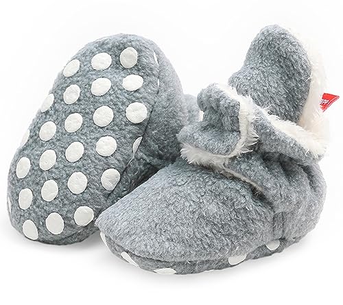 Neugeborene Baby Winterschuhe, Warme Baumwoll-Futter und Rutschfeste Baby Stiefel Bootie Sock Schuhe Weiche Sohle Krabbelschuhe Baby Jungen Mädchen Prewalker Kleinkind Schuhe Gr.6-12M,HellGrau von Kfnire