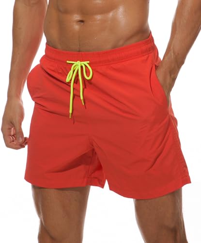 Badehose Herren Badeshorts Schnelltrocknend Freizeit Strandshorts Badehosen Herren mit Taschen Board Shorts Badehosen Männer | Kontrastierender Kordelzug | Badeshorts für Heren Kurz von Kfnire