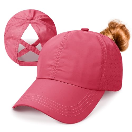 Basecap Damen Kappe Sommer aus Mesh Pferdeschwanz Cap Baseballmütze Schnell Trocknend | Atmungsaktiv | Leichte Sonnenschutz Kappe Verstellbare Baseball Cap Damen Freizeit Kappe von Kfnire