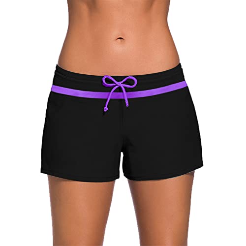 Kfnire Badeshorts Damen Schwimmhose Boardshorts, Basisch Badehose Damen Sommer UV Schutz Kurze Hose Schnell Trocknend Badeshorts für Damen Bikini Hose von Kfnire