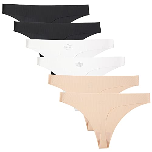 Kfnire Tanga Damen String Nahtlos Atmungsaktiv Unterwäsche Frauen Unsichtbarer Unterhosen Damen Tanga, 6er-Pack von Kfnire