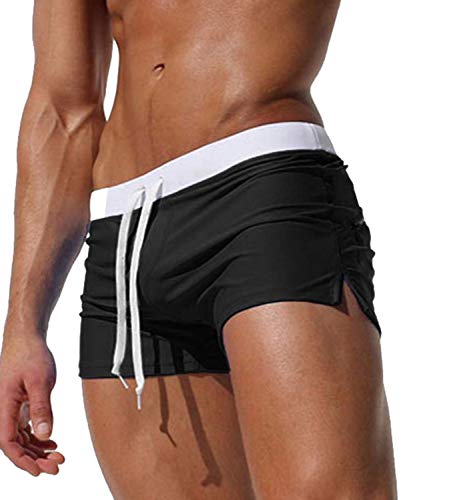 Kfnire Herren-Shorts, Badehose schnell trocknend Strand surfen Running Baden Shorts Boxer Unterhose (EU XL =Tag XXL, schwarz) von Kfnire