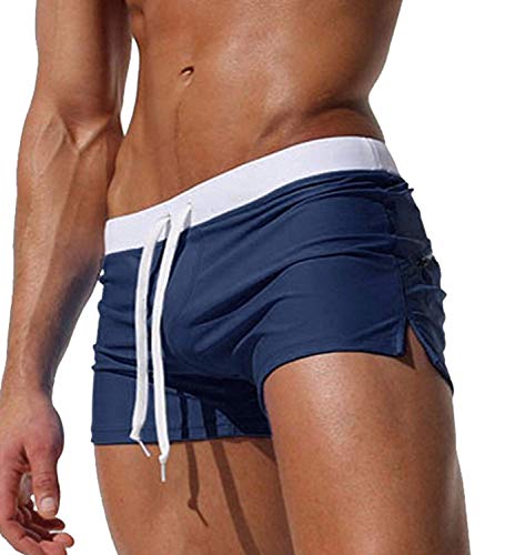 Kfnire Herren-Shorts, Badehose schnell trocknend Strand surfen Running Baden Shorts Boxer Unterhose (L, Navy) von Kfnire