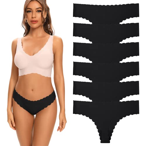 Kfnire Tanga Damen String Nahtlos Atmungsaktiv Unterwäsche Frauen Unsichtbarer Unterhosen Damen Tanga, 6er-Pack von Kfnire