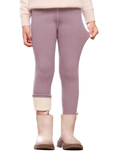 Kfnire Thermoleggings Mädchen Leggings Gefüttert Winter mit Flauschigem Futter Warm Weich Elastisch (Gr.130,Rosa) von Kfnire