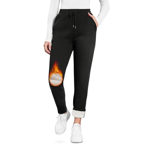 Kfnire Warme Jogginghose Damen Winter Jogginghose Thermo Sherpa-Fütterung | Fleece Hose Damen Winterhose - 2 Taschen | Hohe Taille | Kordelzug | Verdickte Outdoor Damen Freizeithose Sweathose Kfnire Warme Jogginghose Damen Winter Jogginghose Thermo Sherpa-Fütterung | Fleece Hose Damen Winterhose - 2 Taschen | Hohe Taille | Kordelzug | Verdickte Outdoor Damen Freizeithose Sweathose von Kfnire