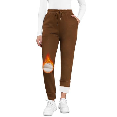 Kfnire Warme Jogginghose Damen Winter Jogginghose Thermo Sherpa-Fütterung | Fleece Hose Damen Winterhose - 2 Taschen | Hohe Taille | Kordelzug | Verdickte Outdoor Damen Freizeithose Sweathose Kfnire Warme Jogginghose Damen Winter Jogginghose Thermo Sherpa-Fütterung | Fleece Hose Damen Winterhose - 2 Taschen | Hohe Taille | Kordelzug | Verdickte Outdoor Damen Freizeithose Sweathose von Kfnire