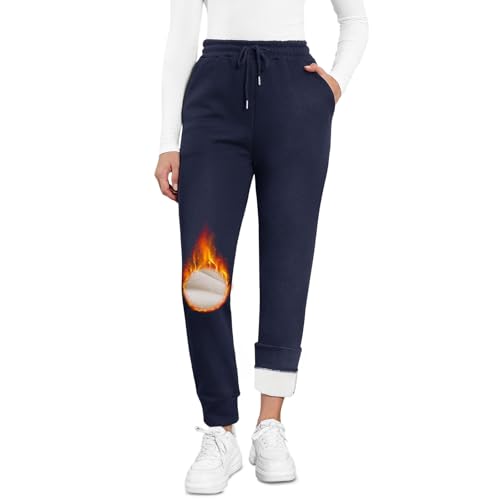 Kfnire Warme Jogginghose Damen Winter Jogginghose Thermo Sherpa-Fütterung | Fleece Hose Damen Winterhose - 2 Taschen | Hohe Taille | Kordelzug | Verdickte Outdoor Damen Freizeithose Sweathose Kfnire Warme Jogginghose Damen Winter Jogginghose Thermo Sherpa-Fütterung | Fleece Hose Damen Winterhose - 2 Taschen | Hohe Taille | Kordelzug | Verdickte Outdoor Damen Freizeithose Sweathose von Kfnire