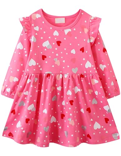 Kleid Mädchen Langarm Baumwolle Jersey A-Linie Freizeitkleidn Einhorn Kleider für Mädchen Gr. 105-110 von Kfnire