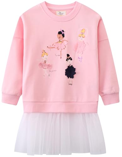 Kleid Mädchen Langarm Baumwolle Jersey A-Linie Freizeitkleidn Einhorn Kleider für Mädchen Gr. 115-125 von Kfnire