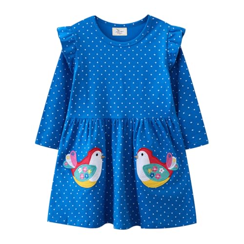 Kleid Mädchen Langarm Baumwolle Jersey A-Linie Freizeitkleidn Einhorn Kleider für Mädchen Gr. 85-90 von Kfnire