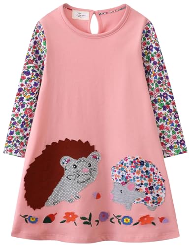 Kleid Mädchen Langarm Baumwolle Jersey A-Linie Freizeitkleidn Einhorn Kleider für Mädchen Gr. 90-95 von Kfnire