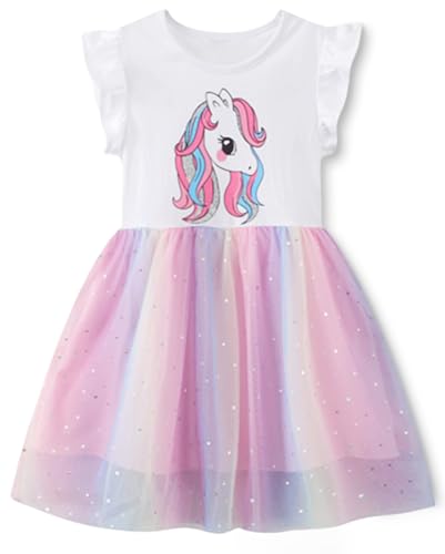 Mädchen Kleider aus Baumwolle Gr.80-134 - Kurzarm Einhorn Freizeit T-Shirt Kleider für Mädchen von Kfnire