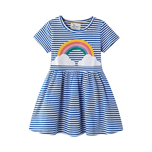 Mädchen Kleider aus Baumwolle Gr.80-134 - Kurzarm Einhorn Freizeit T-Shirt Kleider für Mädchen von Kfnire