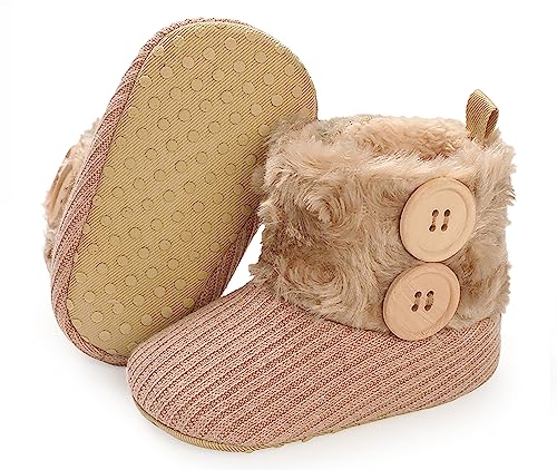 Babyschuhe Winterschuhe Baby Stiefel Krabbelschuhe Weiche Sohle Warme Booties Neugeborenen Lauflernschuhe Kuschelige Fleece-Stiefel mit rutschfestem Boden Stiefel für Kleinkinder von Kfnire