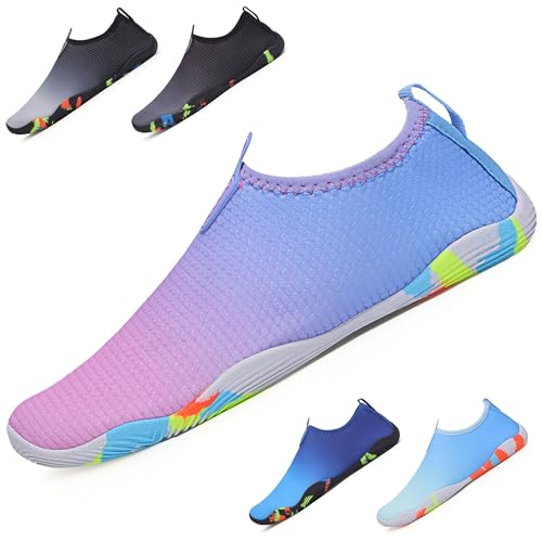 Wasserschuhe Damen Barfuss Schuhe Aquaschuhe Herren Strandschuhe Slip on Rutschfest Schwimmschuhe Schnell Trocknend Badeschuhe Unisex Barfußschuhe Leicht Atmungsaktiv Surfschuhe Sommer, 36-45EU von Kfnire