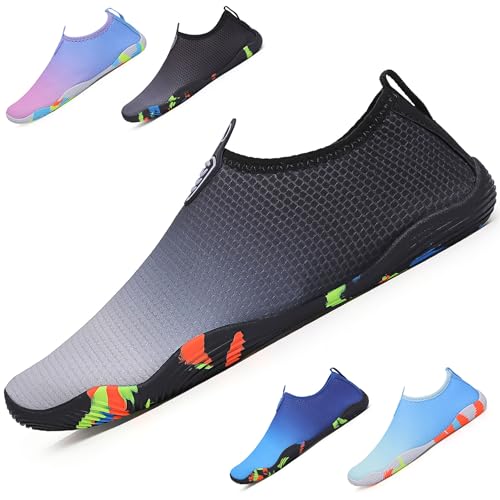 Wasserschuhe Damen Barfuss Schuhe Aquaschuhe Herren Strandschuhe Slip on Rutschfest Schwimmschuhe Schnell Trocknend Badeschuhe Unisex Barfußschuhe Leicht Atmungsaktiv Surfschuhe Sommer, 36-45EU von Kfnire