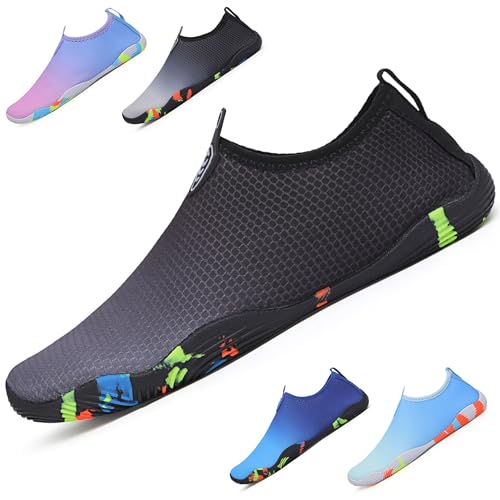 Wasserschuhe Damen Barfuss Schuhe Aquaschuhe Herren Strandschuhe Slip on Rutschfest Schwimmschuhe Schnell Trocknend Badeschuhe Unisex Barfußschuhe Leicht Atmungsaktiv Surfschuhe Sommer, 36-45EU von Kfnire