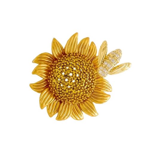 Anti Turner Legierung Strasssteine ​​Honigbienen Sonnenblume Pin Fashion Metal Brosche Schmuck Frauen Geschenk Für Naturliebhaber Leichte Statement von Kfwfuaee