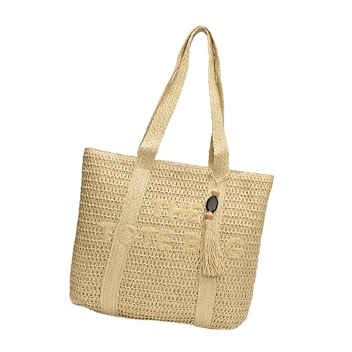 Damen-Umhängetasche, großes Fassungsvermögen, Henkeltasche, französischer Stil, Strand-Stroh-Handtasche, passend für Urlaub, Damen, Schultertasche, französischer Stil, Handtasche, passend für Strand Damen-Umhängetasche, großes Fassungsvermögen, Henkeltasche, französischer Stil, Strand-Stroh-Handtasche, passend für Urlaub, Damen, Schultertasche, französischer Stil, Handtasche, passend für Strand von Kfwfuaee
