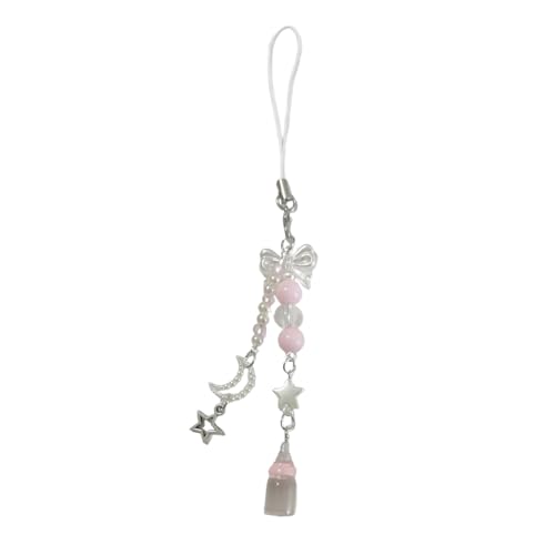 Eleganter Schlüsselanhänger Anhänger Telefon Perlen Bowknot Schlüsselbund Dekoration Schlüsselbund Geldbörse Schlüsselbund Schlüsselring Drahtgehäuse Edelstahl, フリーサイズ von Kfwfuaee