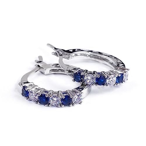 Exquisite blaue und weiße blaue und weiße runde Creolen für Frauen mit Strass für Fototropfen von Kfwfuaee