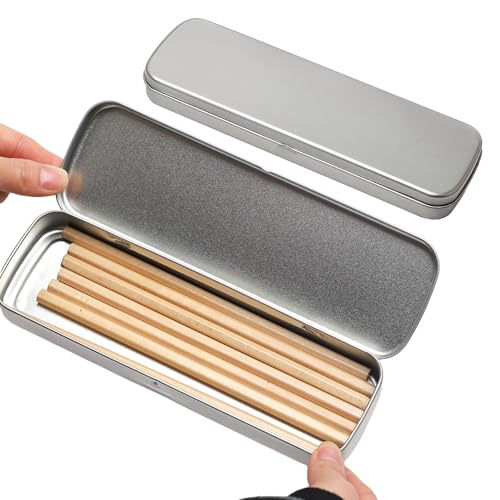 Kfwfuaee 1. 2 PCS Metal Pen Case Mit Deckel Tragbarer Schulstift Für Marker Eraser & Art Supplies Box Einfache Halterbox Für Schüler von Kfwfuaee