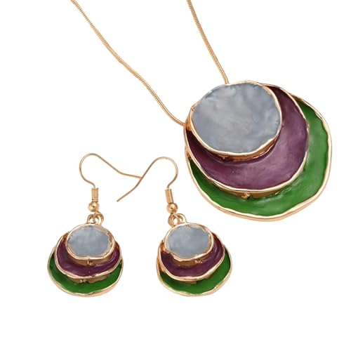 Kfwfuaee Blumenschmuck Set Kette Halskette Frauen Büro Verschleiß Accessoires Für Geschäftstreffen Und Soziale Versammlungen Vintage Anhänger Ohrringe Halskette Set Geeignet von Kfwfuaee