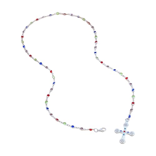 Kfwfuaee Bunte Zirkonia Kreuzt Anhänger Halskette Stylish Schmuck Zauber Augenfangkreuze Anhänger Brautjungfer Schmuck Geschenk von Kfwfuaee