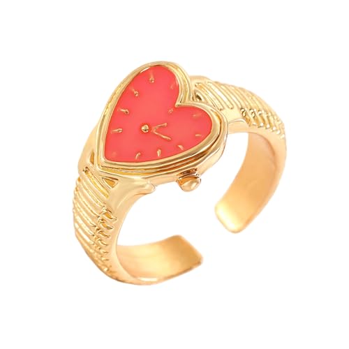 Kfwfuaee Dating Ringe Herzform Verstellbares Fingeröffnung Geometrischer Fingerschmuck Geeignet Für Party Und Tägliche Verschleiß Retro Love von Kfwfuaee