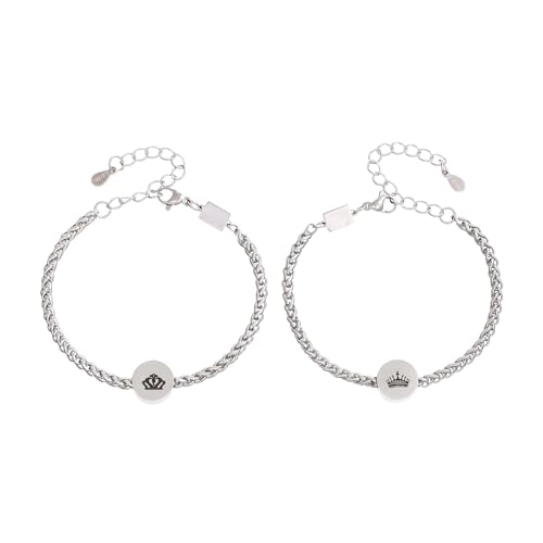 Kfwfuaee Edelstahl Seine Und Ihre Kronenarmbänder Mit Einstellbarer Länge Für Paare Die Jubiläen Oder Valentinstag Feiern von Kfwfuaee