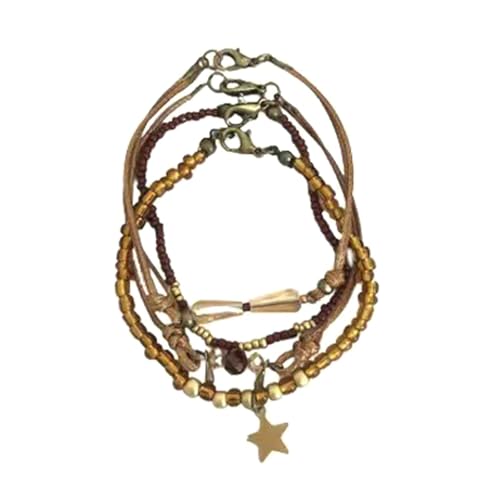 Kfwfuaee Elegant Geflochtenes Kaffee Perlen Armband Frauen Geometrischer Schmuck Vintage Geflochten von Kfwfuaee