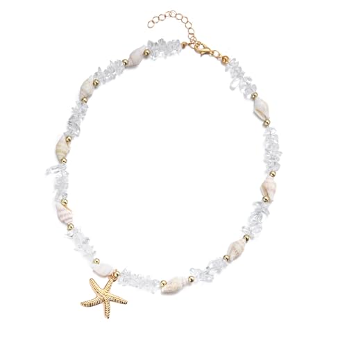 [Kfwfuaee] Elegante Küstenhalskette, verstellbare Kette, Muschel-Design, leicht, antiallergen, Strand-Halskette, フリーサイズ, Wie in der Beschreibung beschrieben, Ohne Edelstein von Kfwfuaee