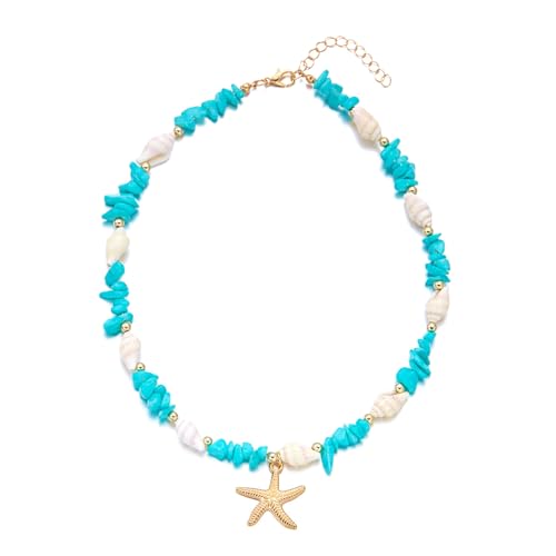 [Kfwfuaee] Elegante Küstenhalskette, verstellbare Kette, Muschel-Design, leicht, antiallergen, Strand-Halskette, フリーサイズ, Wie in der Beschreibung beschrieben, Ohne Edelstein von Kfwfuaee