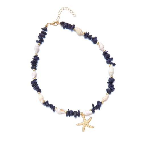 [Kfwfuaee] Elegante Küstenhalskette, verstellbare Kette, Muschel-Design, leicht, antiallergen, Strand-Halskette, フリーサイズ, Wie in der Beschreibung beschrieben, Ohne Edelstein von Kfwfuaee