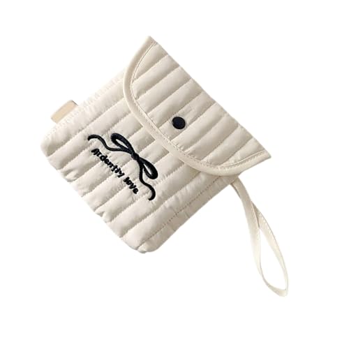 Kfwfuaee Elegante bestickte Menstruationstasche mit Schleifen-Design, aus Polyester, Kosmetiktasche, Aufbewahrungstaschen für den täglichen Gebrauch, tragbare Menstruations-Organizer-Tasche, Big Black von Kfwfuaee