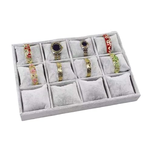 Kfwfuaee Flanellschmuck Organisatoren Tabletts 12 Fachstapelhalter Mit Einstellbarem Kissen Für Armbandlager Flanell Uhren Und Armband Organisatoren von Kfwfuaee