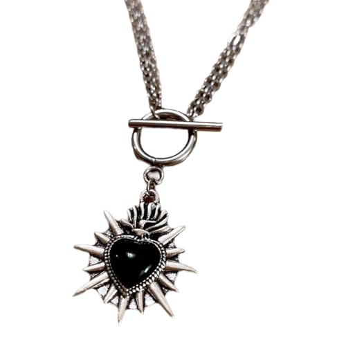 [Kfwfuaee] Gothic Halskette mit Herzspikes aus Legierung, Punk-Schmuck, leichtes Design, modisches Statement, einzigartige Gothic-Halskette von Kfwfuaee