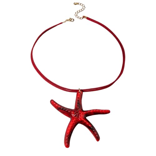 Kfwfuaee Halskette aus Kunstharz mit Seestern, inspirierender Schmuck für Frauen, Weihnachtszubehör, Küstenschnur, フリーサイズ, Wie in der Beschreibung beschrieben, Ohne Edelstein von Kfwfuaee