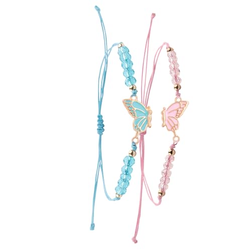 Kfwfuaee Handkette für Paare und Mädchen, Mode-Accessoires, Liebes- und Freundschaftsschmuck, 2 passende Schmetterlinge, Freundschaftsarmbänder-Set, Mode-Accessoires, フリーサイズ von Kfwfuaee