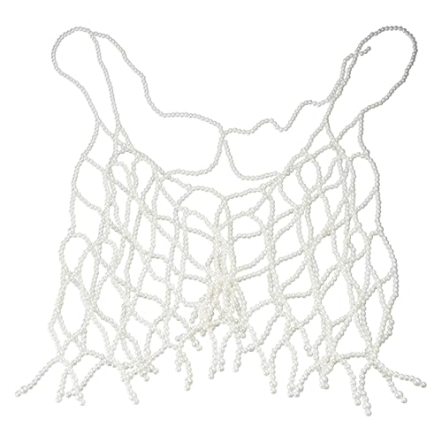 [Kfwfuaee] Imitation hohle Perle Weste Körper Kette Außen Mesh Disco lange Weste Körperzubehör Schmuck Mädchen Imitation Perle Kette von Kfwfuaee
