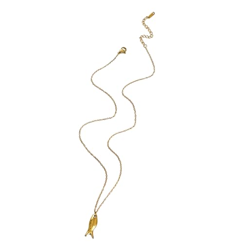 [Kfwfuaee] Kleine Fisch-Halskette für Damen, robuste Edelstahlkette, tragbares Zubehör, tägliches Tragen oder besonderes Geschenk, Edelstahl-Halskette, フリーサイズ, Wie in der Beschreibung beschrieben von Kfwfuaee