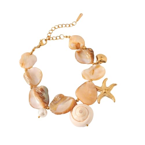Kfwfuaee Leichtes Marine Themenschmuck Mit Muschel Und Aus Verstellbare Länge Edelstahl Halskette/Armband Muschel Halskette Für Geschenke von Kfwfuaee
